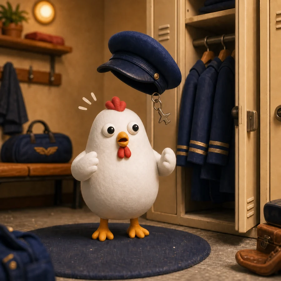 WINGIT stands under a pilot cap and aircraft key before receiving instructions