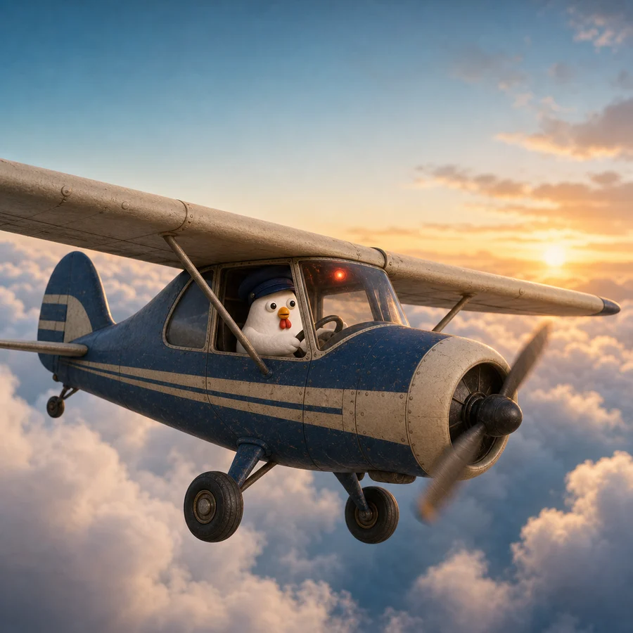 WINGIT keeps a small plane flying steadily into the sunrise